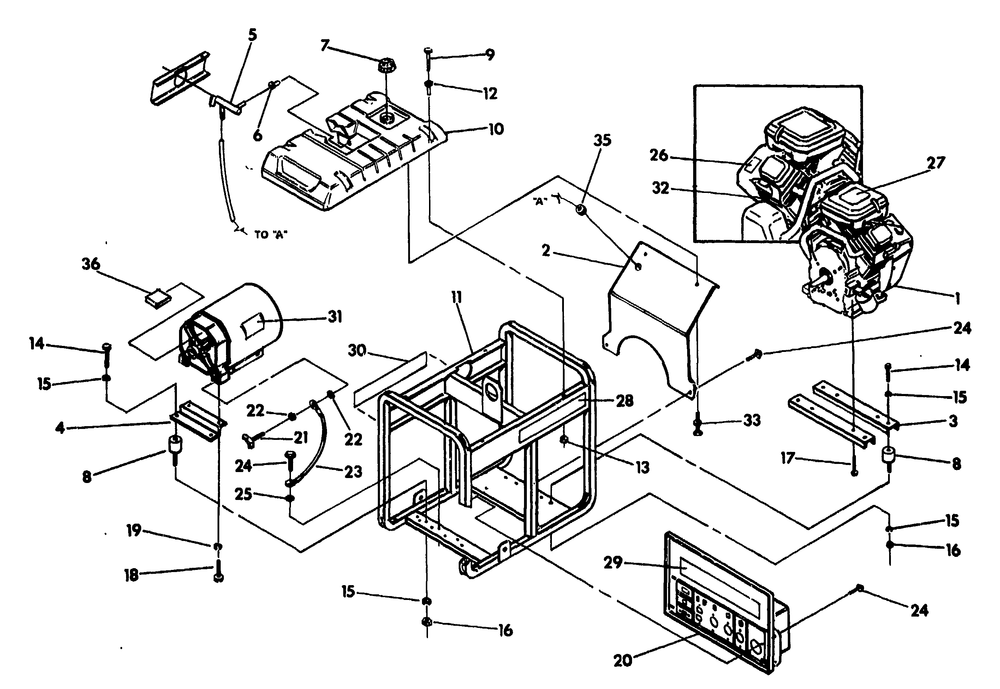 Generator Cradle Diagram and Parts List for 9807-0-MC  Briggs and Stratton Generator